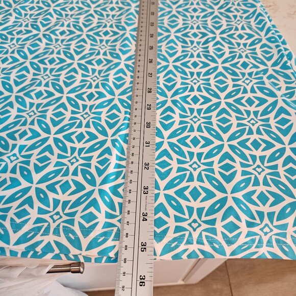 Lulu-B Turquoise & White Geometric Print Dress Large UPF Catalina Cloth - Picture 9 of 10